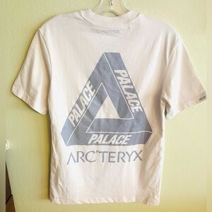 RARE ARC'TERYX x Palace White T Shirt w/ Iridescent Silver Lettering Size: Small
